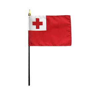Tonga Miniatur Schreibtischfahne, 4"x6" National Pride