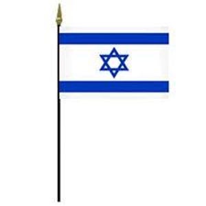 Miniature Israel flag with base.  4 x 6 Inch Israel desk flag. Jewish flag,  Mini Israel flag.  Israel Desk Flag Display Small Israel Flag