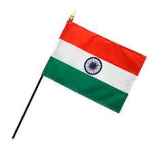 India flag eight x twelve inches.  India gift, India miniature flag, India decor.  Free shipping. India Desk Flag, Flag of India Mini India
