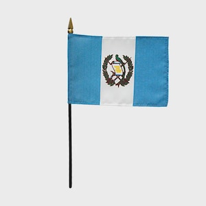 Guatemala Miniature Flag 4&quot;x6&quot; with Base Small Guatemala Flag Guatemala Desk Flag Guatemala Tabletop Flag Guatemala National Flag