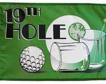 Bandiera da golf per la 19a buca, in nylon di qualità marina, 12" x 18"