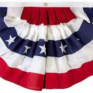 Three x Six Foot Nylon Full Fan Bunting Patriotic Decoration Made in USA Outdoor American Flag Banner
