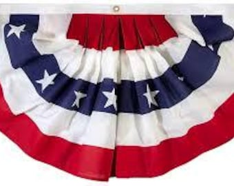 Patriotic Full Fan Bunting: Nylon American Flag Banner, Made in USA