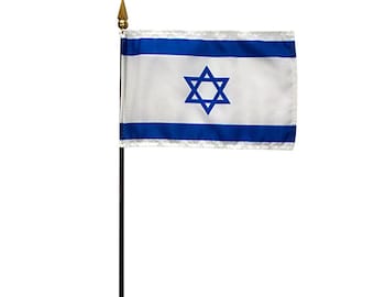 Israel Miniature Flag 4"x6" with Base Small Israel Flag Israel Desk Flag Israel Tabletop Flag Israel National Flag Israel Pride