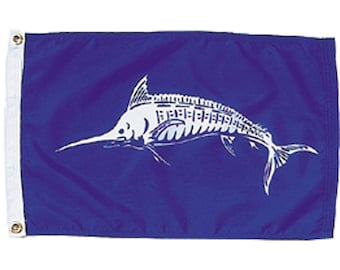 White Marlin Boat Flag | Durable Nylon, Coastal Decor (12x18)