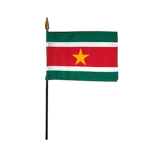 Suriname Miniatur Schreibtisch Flagge, 4x6" National Pride