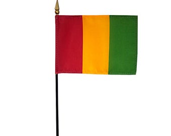 Guinea Miniature Desk Flag, 4"x6" National Flag with Base