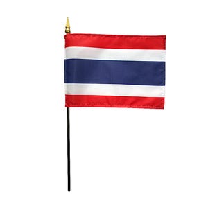 Thailand Miniature Flag 4&quot;x6&quot; with Base Small Thailand Flag Thailand Desk Flag Thailand Tabletop Flag Thailand National Flag Thailand Pride