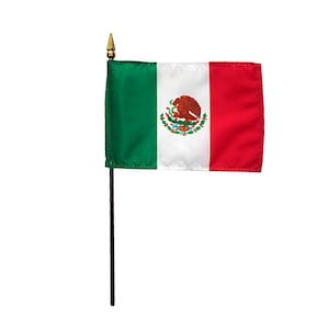 Bandera de México en miniatura de 4&quot;x6&quot; con base, bandera pequeña de México, bandera de escritorio de México, bandera de mesa de México, bandera nacional de México, bandera del orgullo mexicano, bandera de México
