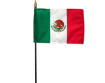 Mexico Miniature Flag 4"x6" with Base Small Mexico Flag Mexico Desk Flag Mexico Tabletop Flag Mexico National Flag Mexico Pride Mexico Flag