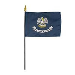 4 x 6 inch Louisiana miniature flag.  Four by six inch miniature Louisiana flag with matching base for desk display. Louisiana Desk Flag
