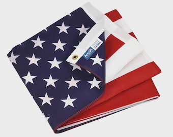 アメリカ国旗柄ポリエステル／コットン混紡。3フィート×5フィート。アメリカ製。