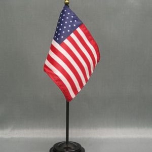 Premium 4&quot; x 6&quot; American Flag Desk Set with Base | Mini US Flag | Small American Desk Flag |  Patriotic Decor | Collectible Flag Display