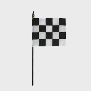 Checkered Racing Flag 4x6 Inch with Base | Desk Race Flag | Black and White Finish Line Decor | Racing Party | NASCAR Parties Mini Checkered