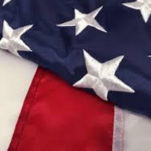 United States  Flag 100% Cotton American Flag with Embroidered Stars and Sewn Stripes Outdoor Patriotic Flag Made in USA. 3' x 5'.