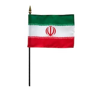 Iran Miniature Flag 4"x6" with Base Small Iran Flag Iran Desk Flag Iran Tabletop Flag Iran National Flag Iran Pride Small Iran Flag Iran