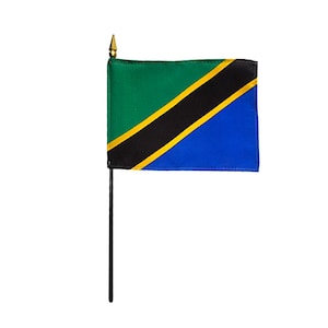 Tanzania Miniature Desk Flag, 4"x6" National Flag with Base