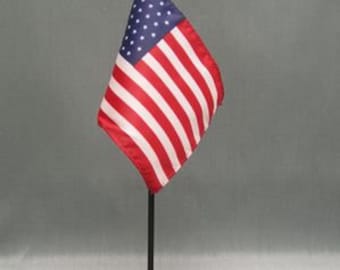 American Desk Flag, Rayon USA Flag with Gilt Spear, Patriotic Decor