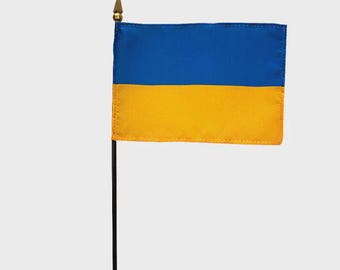Ukraine Miniature Flag 4"x6" with Base Small Ukraine Flag Ukraine Desk Flag Ukraine Tabletop Flag Ukraine National Flag Ukraine Pride
