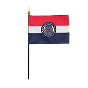 4 x 6 Inch Missouri Miniature State Flag with Base Small Missouri Flag for Desk Display Patriotic Missouri Decor Show Me State Gift