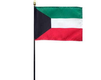 Kuwait Miniature Desk Flag, 4"x6" Rayon National Flag