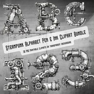 Clipart de caneta e tinta, clipart de desconto, gráficos de desconto, Steampunk PNG, Steampunk Digital, clipart vitoriano, clipart de Steampunk