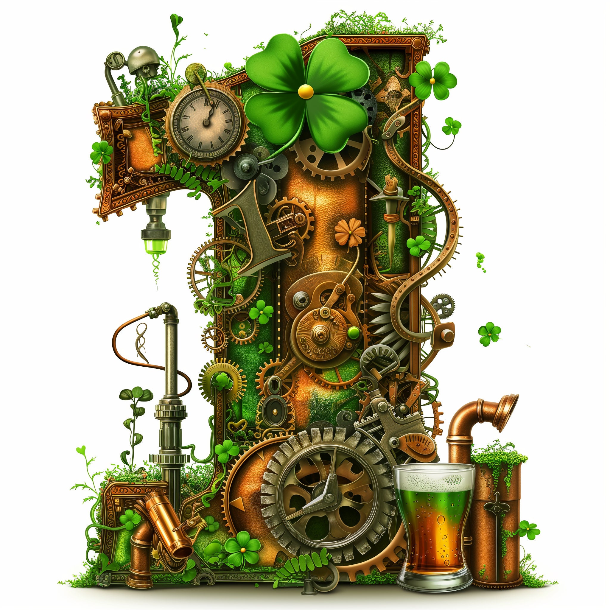 St Patricks Clipart Steampunk St. Patrick's Day Alphabet & Numbers ...