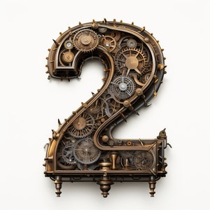 Steampunk Clipart, Ilustraciones Steampunk, Steampunk Numbers, Steampunk png, Steampunk Alphabet Printable Clipart, PNG, PDF y PSD Format imagen 6