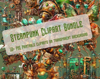Steampunk-blommigt paket, Steampunk-clipart, PNG Steampunk-clipart, Steampunk-stil, Fantasy-bilder, Clipart-paket, Steampunk PNG