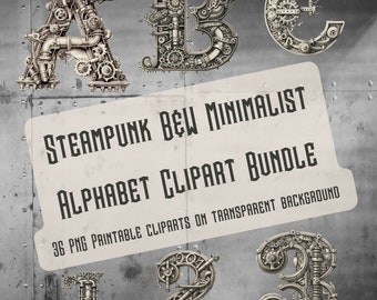 Black and White Steampunk Clipart, B&W Steampunk Clipart, Steampunk PNG, Steampunk Digital, Victorian Clipart, Steampunk Clip Art