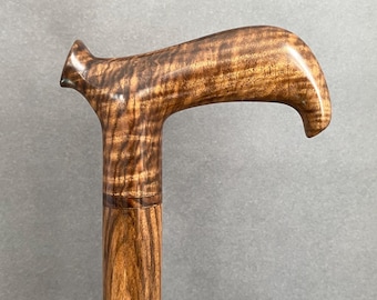 Handcrafted Walnut Walking Stick, Comfortable Grip
