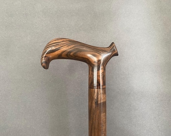 Handcrafted Walnut Wood Walking Cane, Shellac Finish