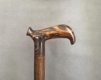 Handcrafted Walnut Wood Walking Cane, Shellac Finish