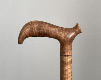 Handcrafted Walnut Wood Cane: Shellac Finish Walking Stick