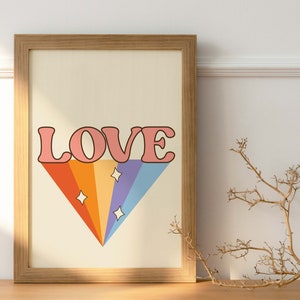 Proud Love is Love 8x10 Digital Print - Rainbow Shooting Word &quot;LOVE&quot; - Retro Pride LGBT Wall Art