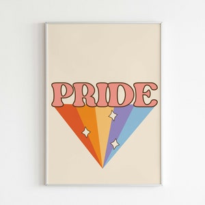 Proud Love is Love 8x10 Digital Print - Rainbow Shooting Word &quot;PRIDE&quot; - Retro Pride LGBT Wall Art