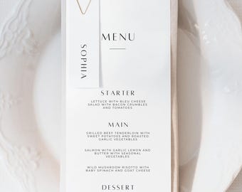 Printed Modern Wedding Menu Place Card Set