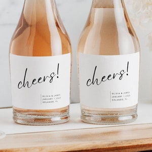 Modern Cheers! Champagne Labels | Glossy Labels | Wedding Favors Announcement