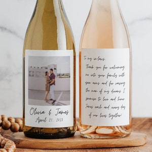 Photo Wine Label | 3.75x4.75 Inch Printed Matte Label | Wedding Bridal Shower Engagement  In-Laws Favors Gifts