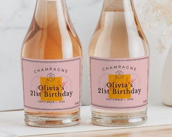 Birthday Mini Champagne Labels | Glossy Labels
