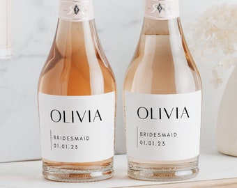 Modern Bridesmaid Maid of Honor Proposal Champagne Labels | Glossy Labels