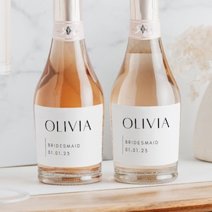 Modern Bridesmaid Maid of Honor Proposal Champagne Labels | Glossy Labels