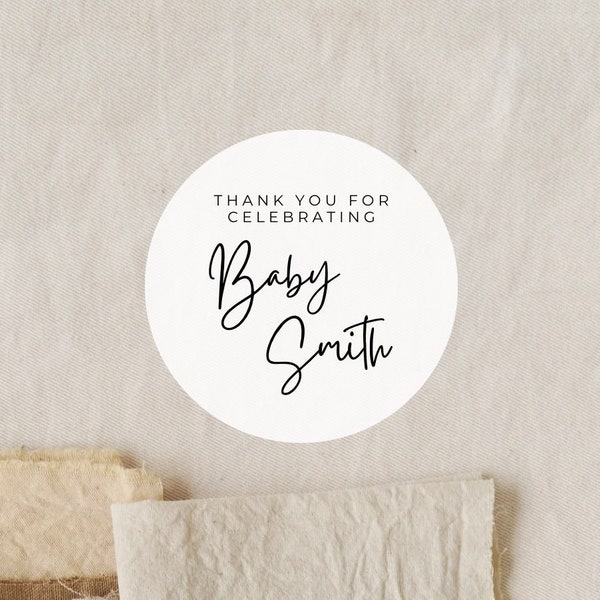 Baby Shower Label | Celebrating Baby | Thank You Sticker | Baby Shower Favors Sticker