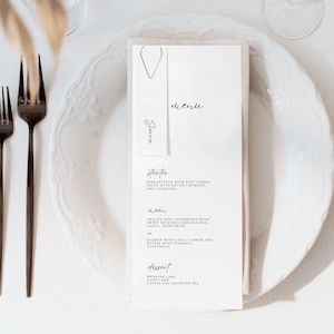 Printed Script Wedding Menu Place Card Set