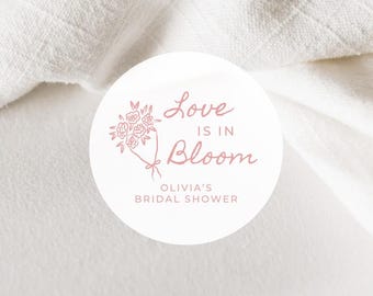 Handwritten Love is in Bloom Bridal Shower Label | Flower Bouquet Bar | Thank You Favors Sticker