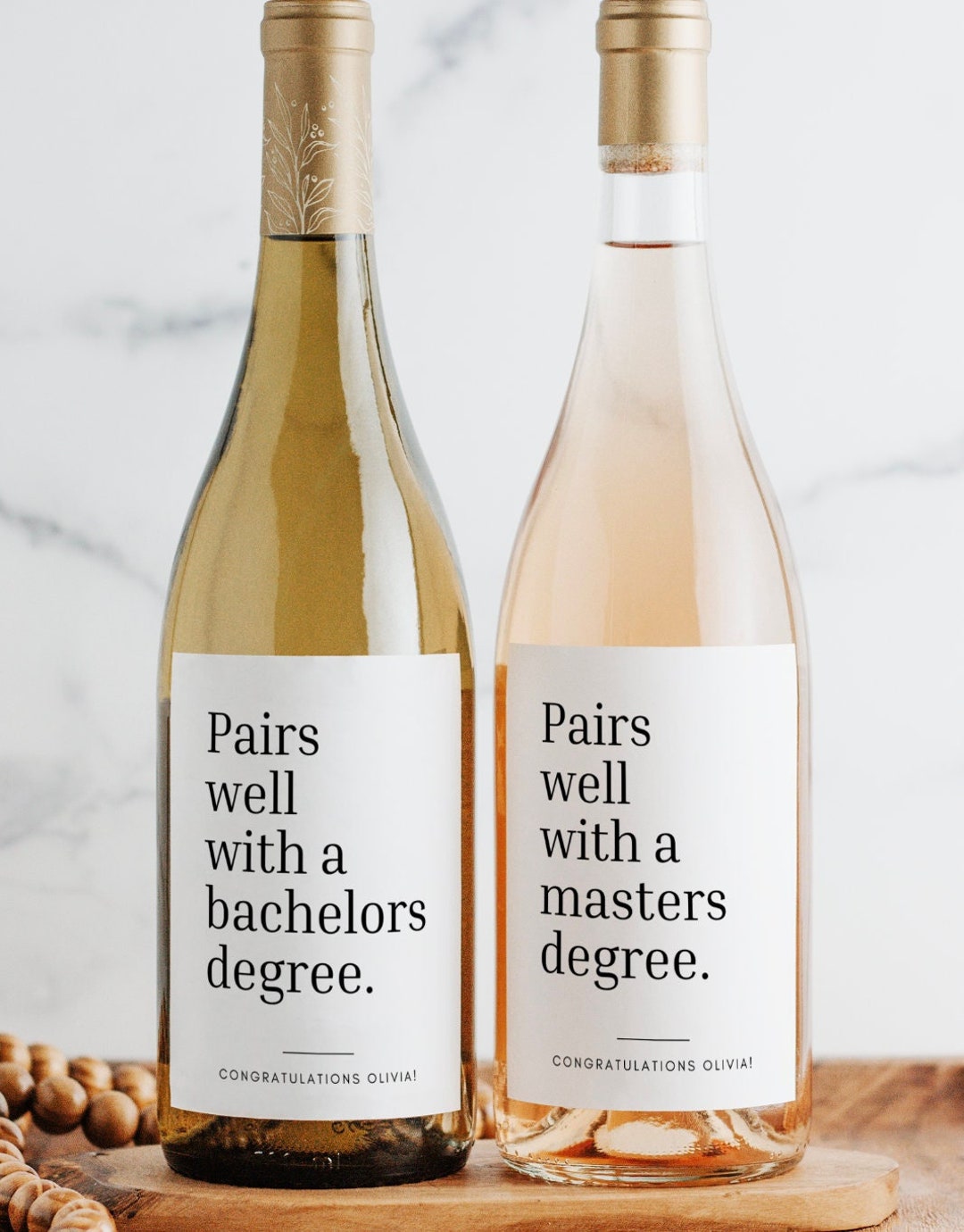 Pairs Well With Bachelors Masters Phd Wine Label 3.75x4.75 Inch Printed
