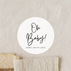 Oh Baby Label | Baby Shower Sticker | Thank You Sticker | Baby Shower Favors Sticker