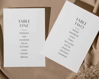 Printed Modern Wedding Seating Chart