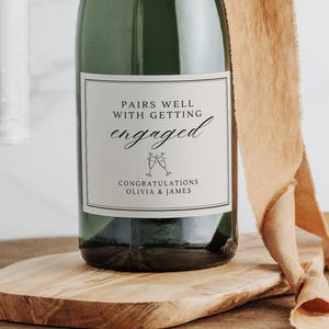 Pairs Well With Getting Engaged | Champagne or Wine Label