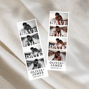 Printed Save The Date Photo Booth Strip | 2x6 Inch Glossy Photo Paper | E